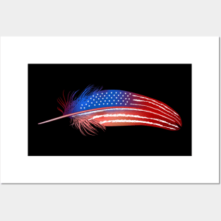 Native American Veteran Flag Day Feather for July 4th Posters and Art